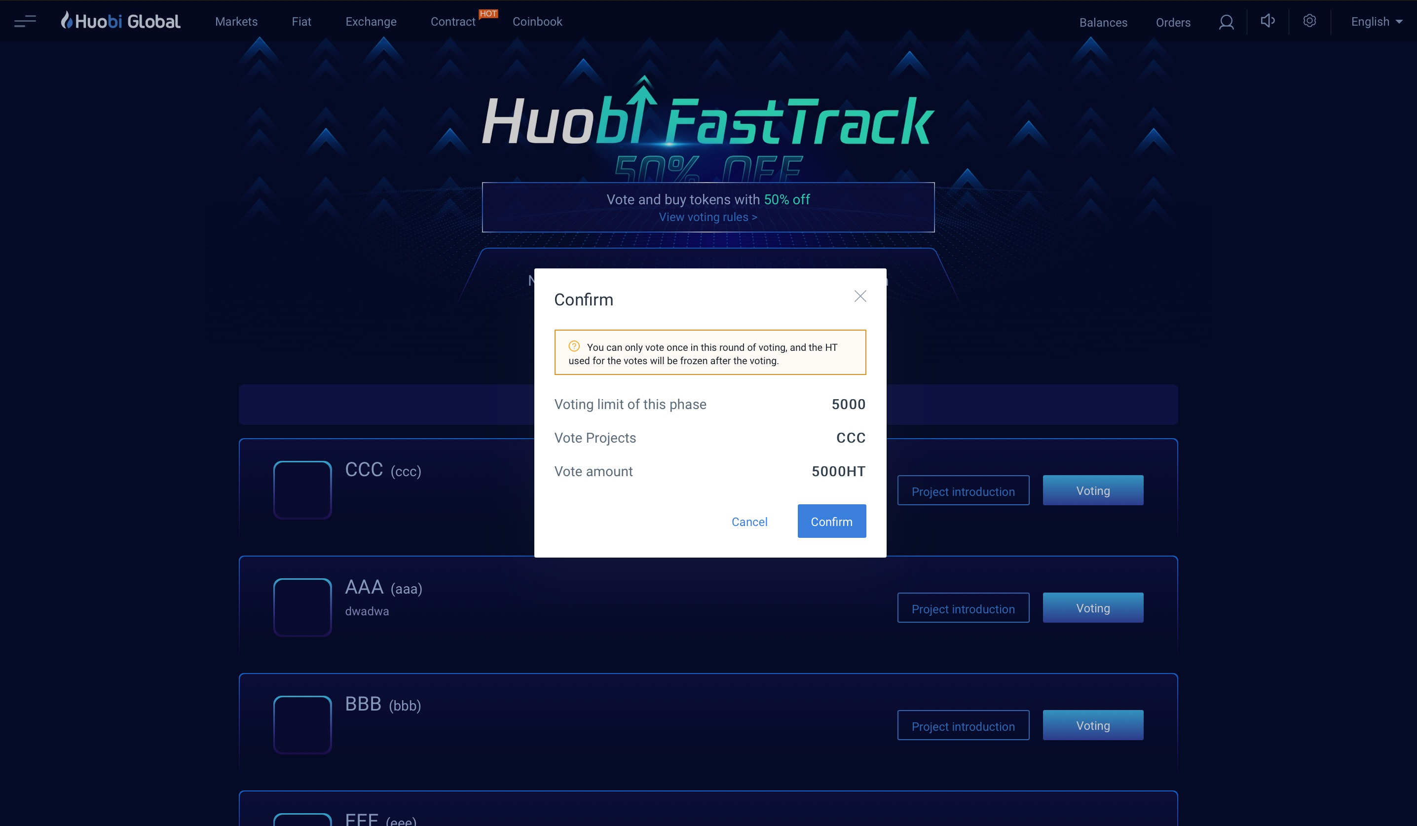 cach-vote-token-tren-Huobi-Fasttrack - Buoc 2