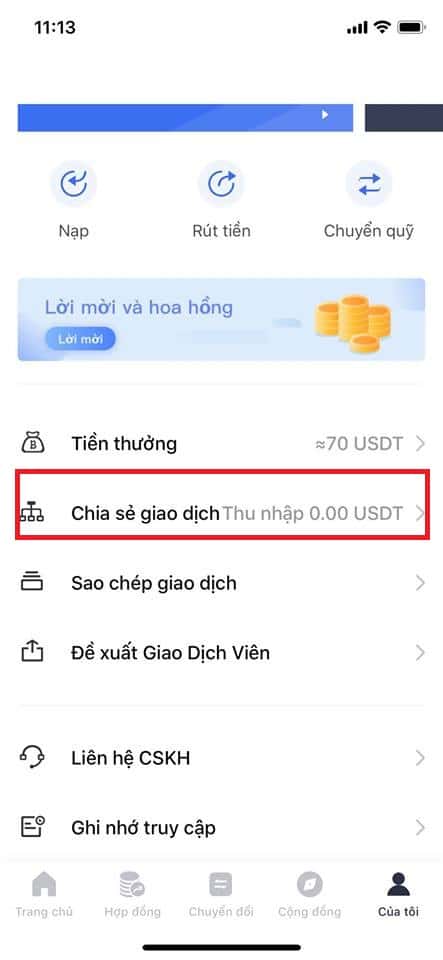 chia sẻ giao dịch