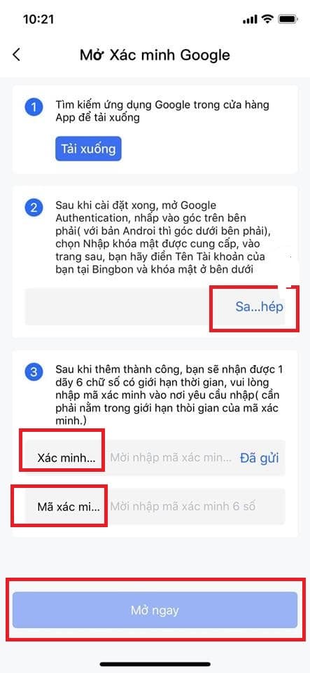 bật 2fa sàn bingbon